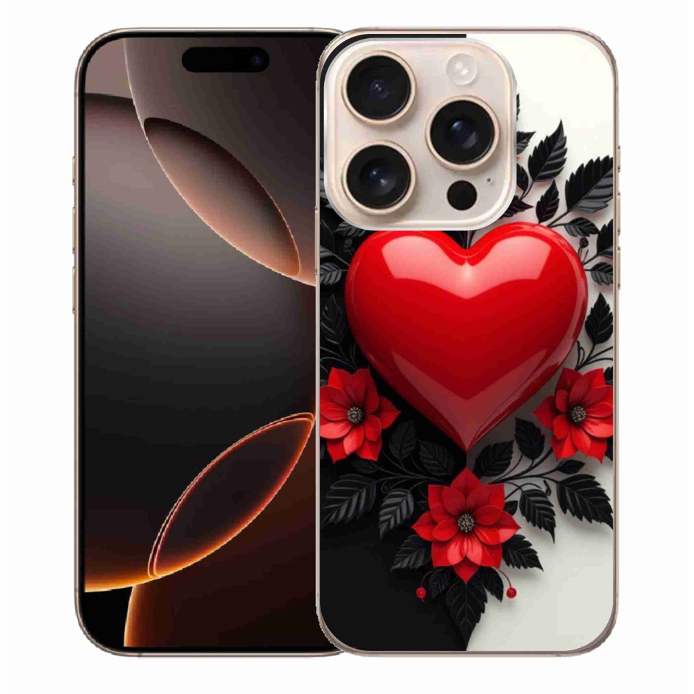 Zselés borítás mmCase iPhone 16 Pro Max készülékhez - piros szív