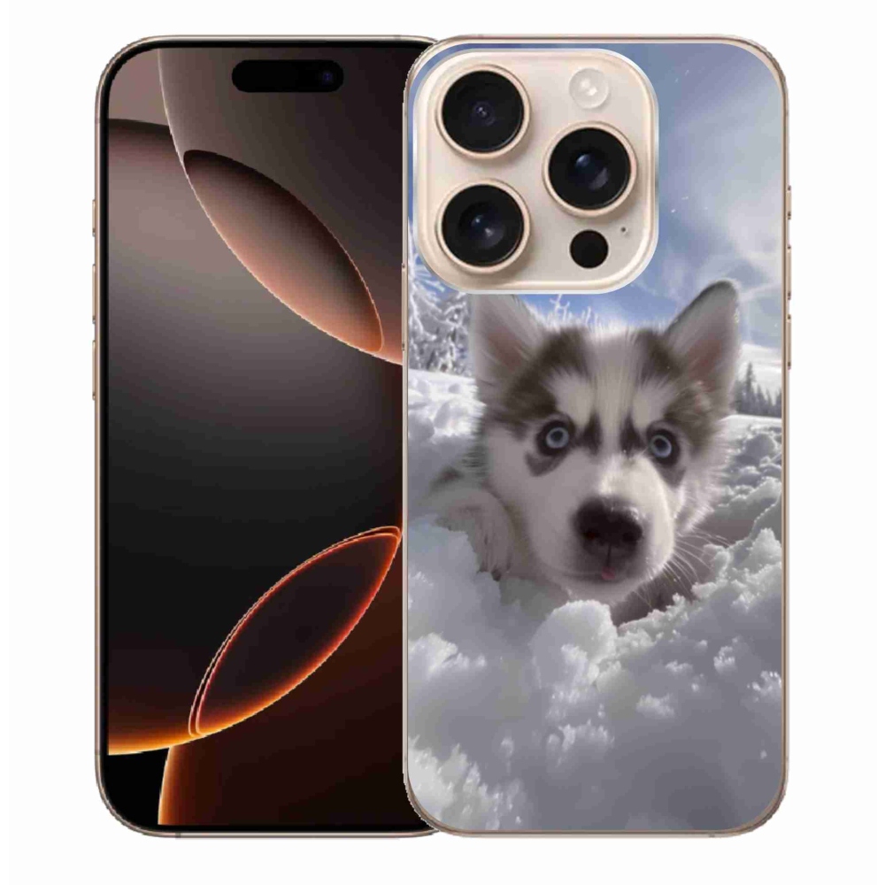 Zselés borítás mmCase iPhone 16 Pro Max készülékhez - husky a hóban