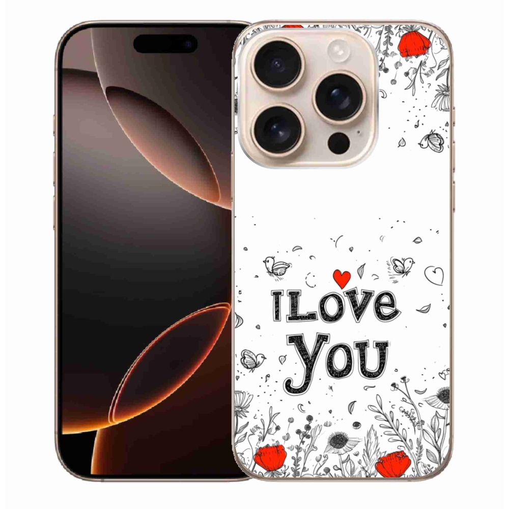Gél borítás mmCase iPhone 16 Pro Max készülékhez - I love you fehér háttér