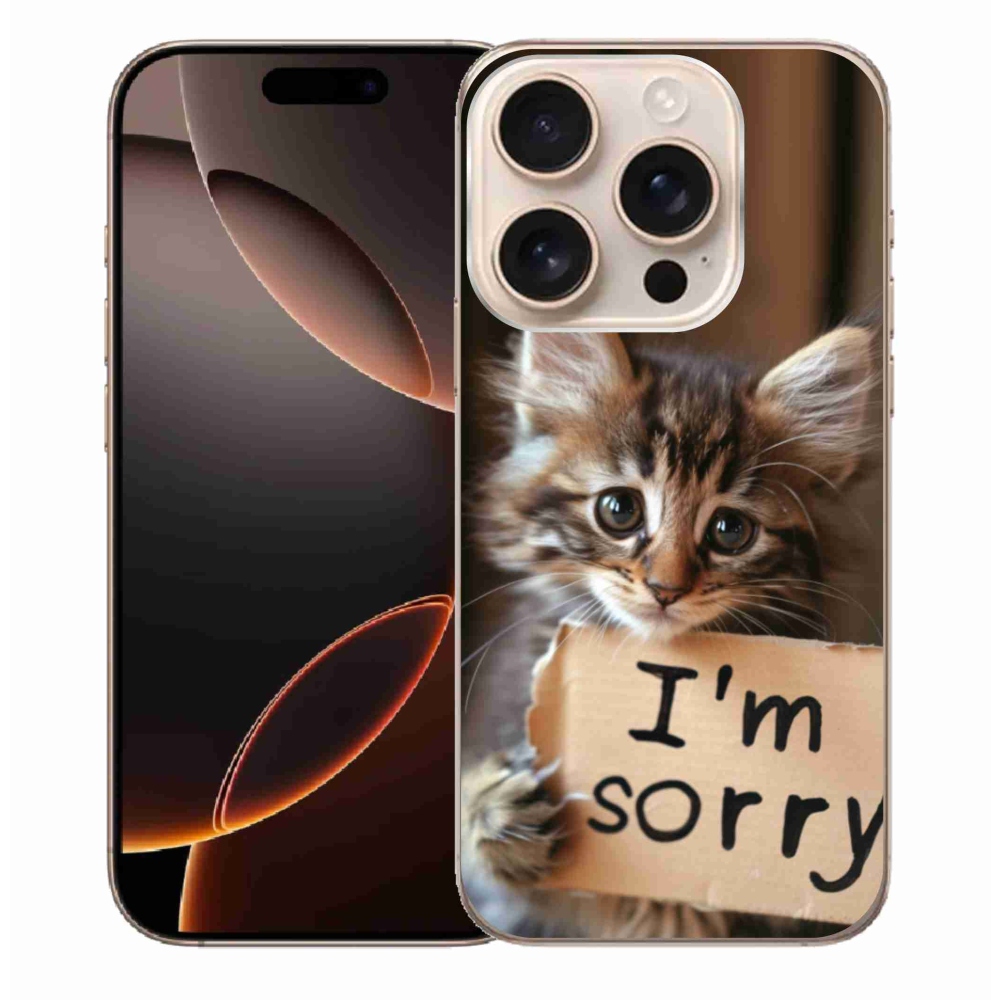 Zselés borítás mmCase iPhone 16 Pro Max készülékhez - macska bocsánatkérés