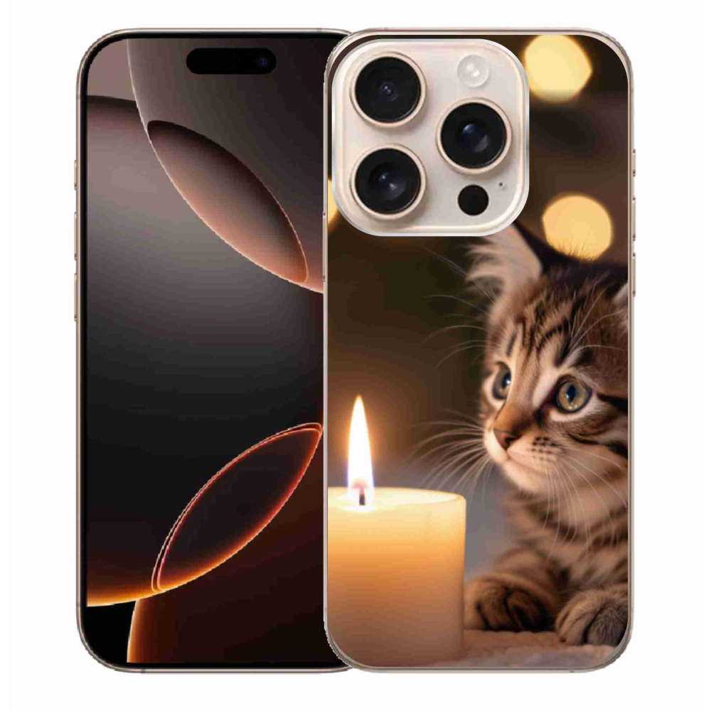 Gél borítás mmCase iPhone 16 Pro Max készülékhez - cica és gyertya