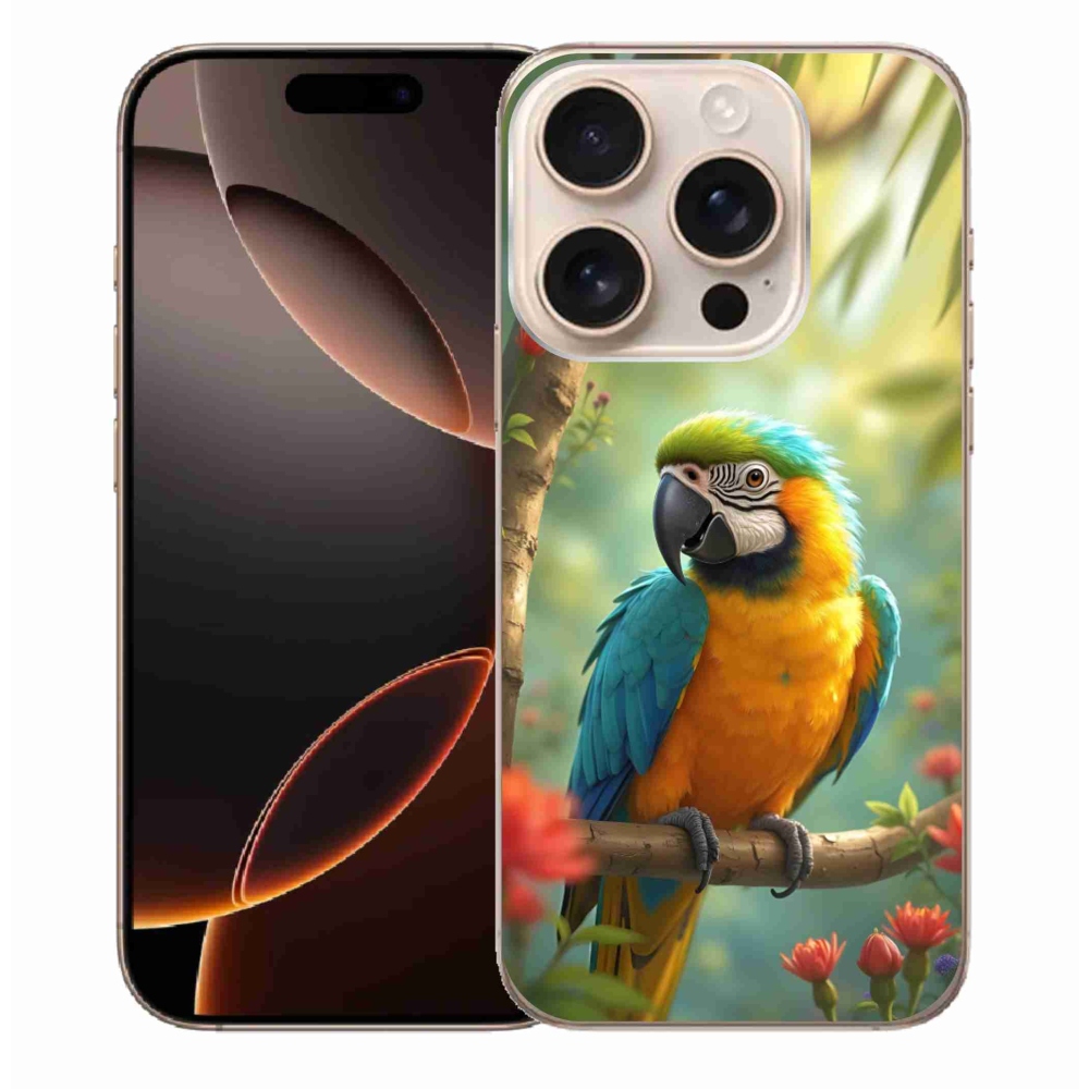 mmCase gél tok az iPhone 16 Pro Max-hoz – kék-sárga ara papagáj