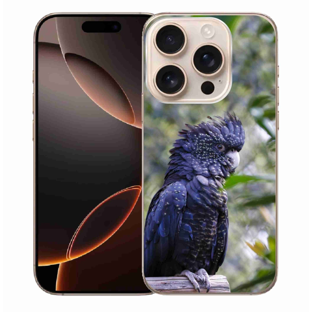 mmCase gél tok az iPhone 16 Pro Max-hoz – fekete kakadu papagáj
