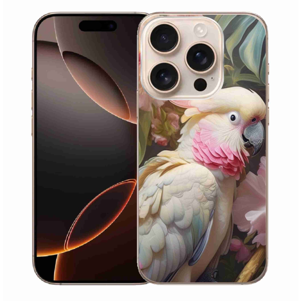 Zselés borítás mmCase iPhone 16 Pro Max készülékhez - papagáj kakadu rózsaszín 2