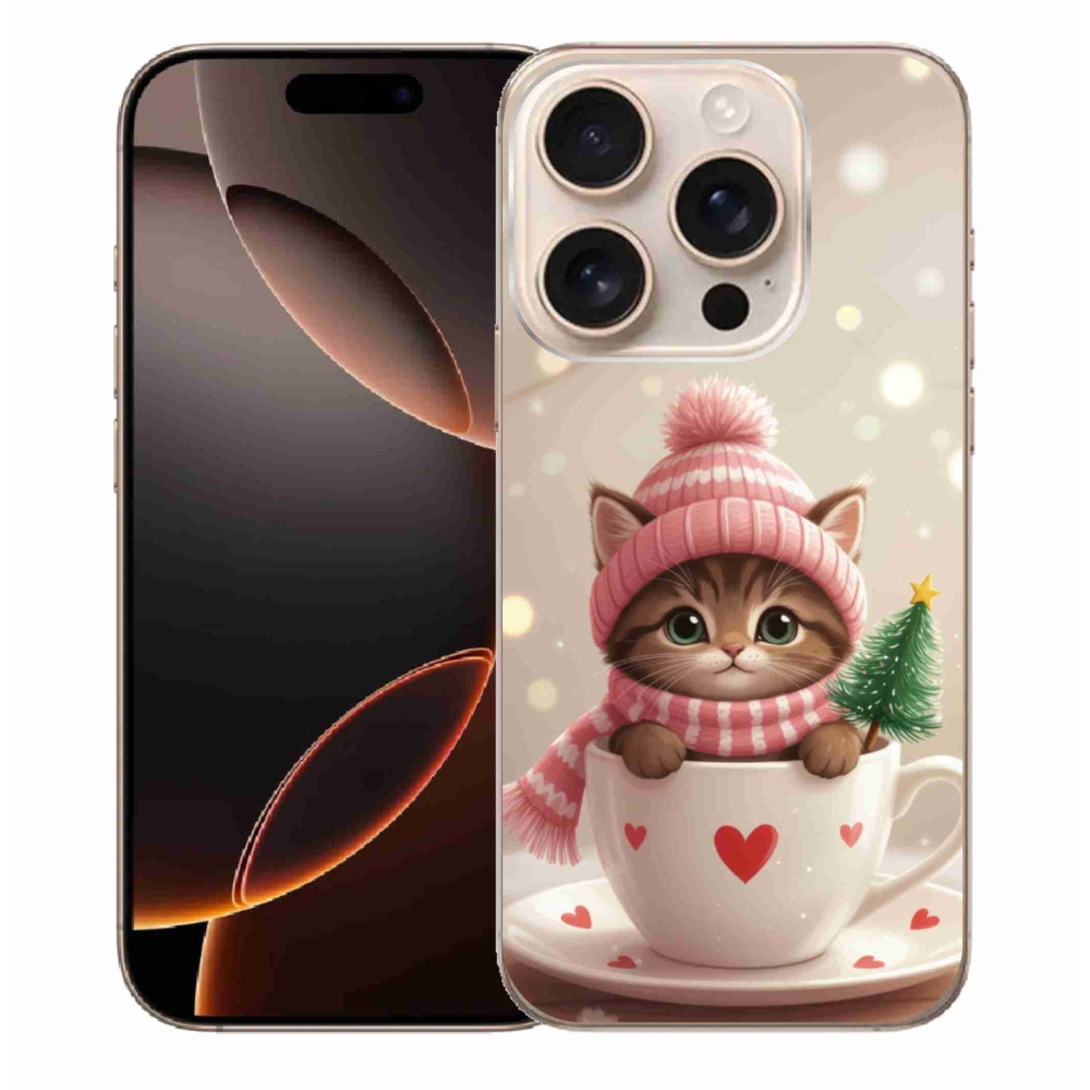 mmCase gél tok az iPhone 16 Pro Max-hoz – karácsonyi cica csészében