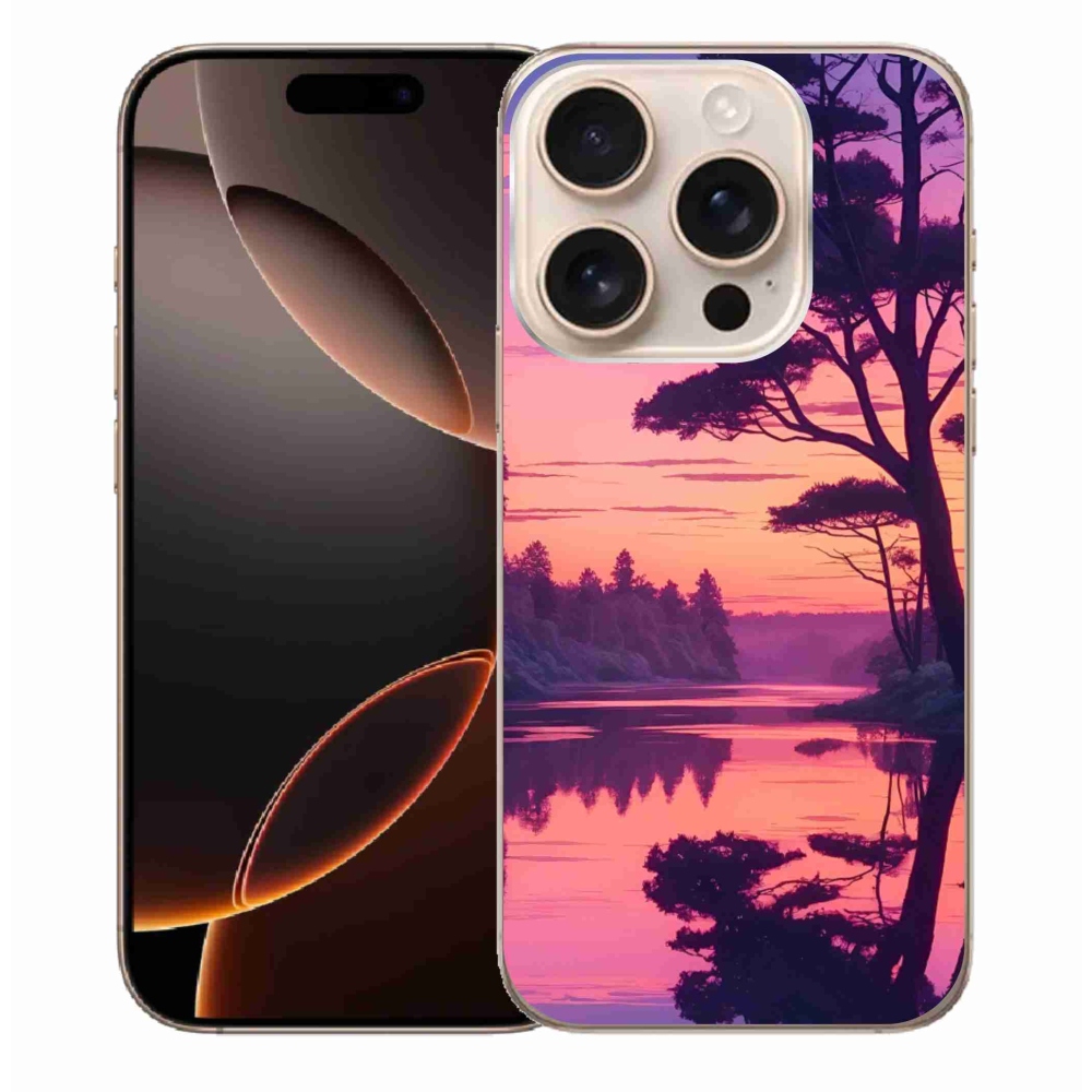 Zselés borítás mmCase iPhone 16 Pro Max készülékhez - naplemente a tó fölött