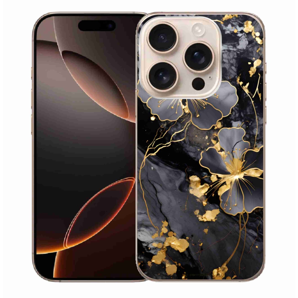 Gél borítás mmCase iPhone 16 Pro Max készülékhez - arany virágok