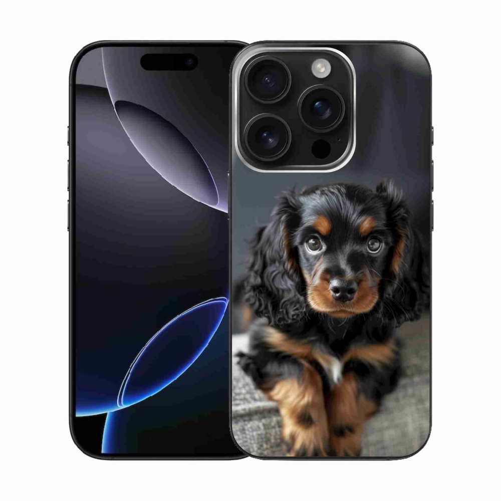 mmCase gél tok az iPhone 16 Pro-hoz – aranyos, hosszúszőrű tacskó