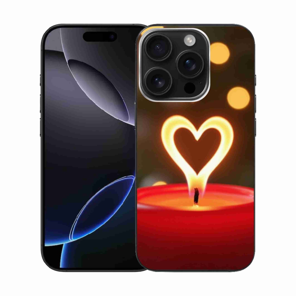 Zselés borítás mmCase iPhone 16 Pro készülékhez - láng szíve