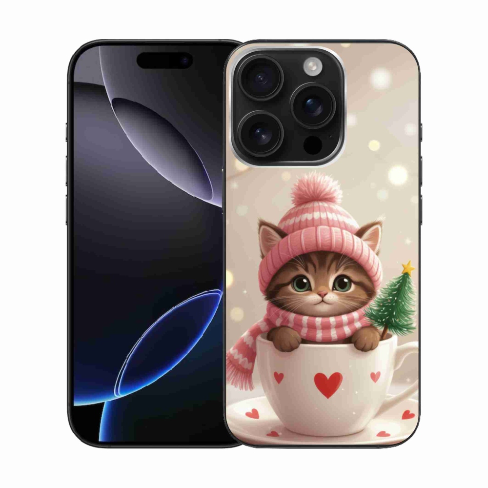 mmCase gél tok az iPhone 16 Pro-hoz – karácsonyi cica csészében