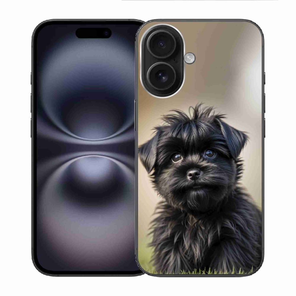 mmCase gél tok az iPhone 16-hoz – aranyos fekete kutyus
