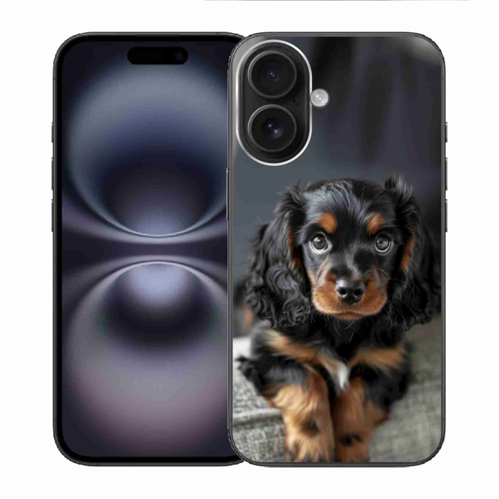 mmCase gél tok az iPhone 16-hoz – aranyos, hosszúszőrű tacskó