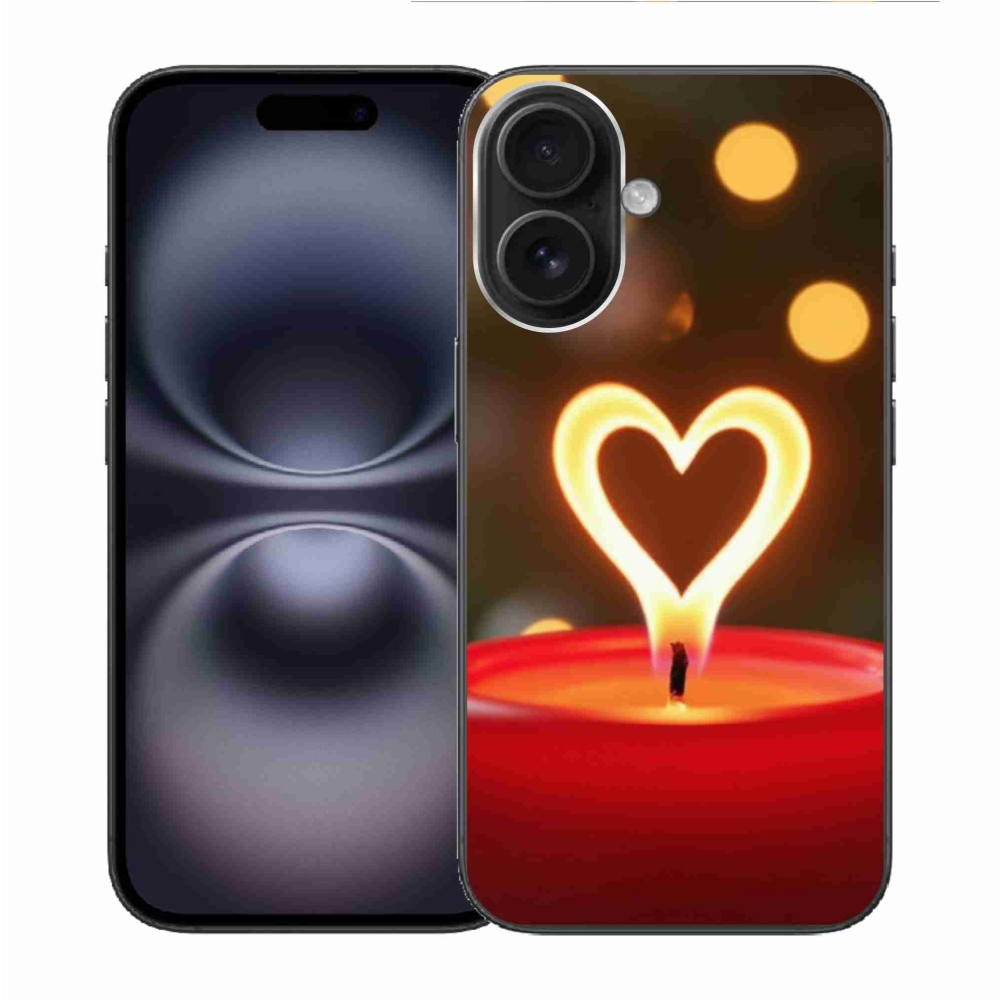 Zselés borítás mmCase iPhone 16 készülékhez - láng szíve