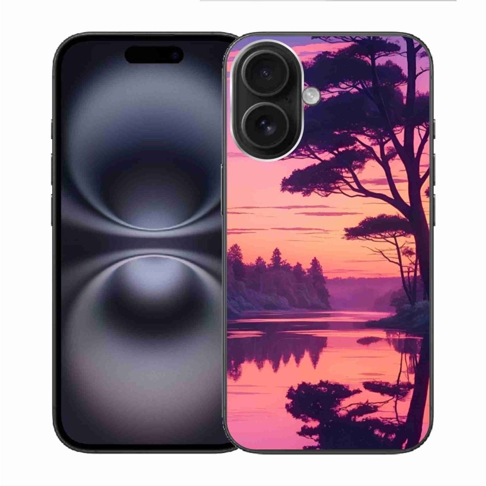 Gél borítás mmCase iPhone 16 készülékhez - naplemente a tó felett