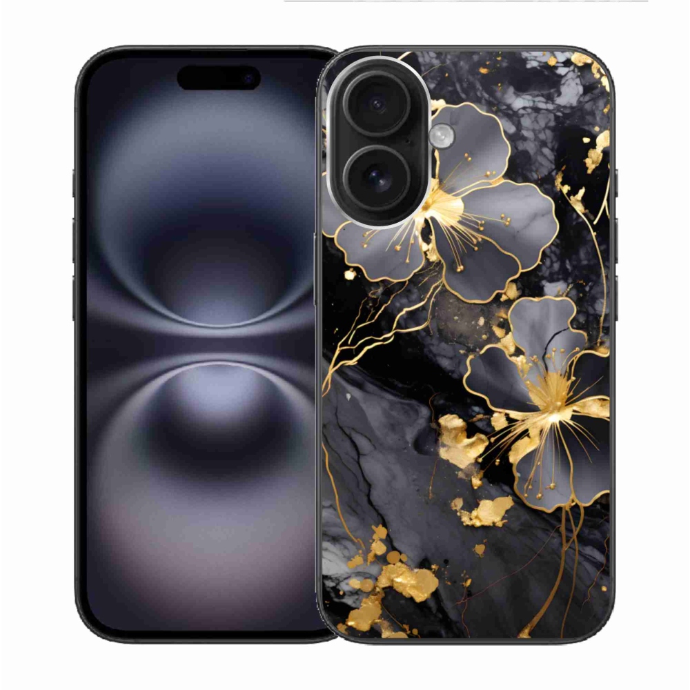 Gél borítás mmCase iPhone 16 készülékhez - arany virágok