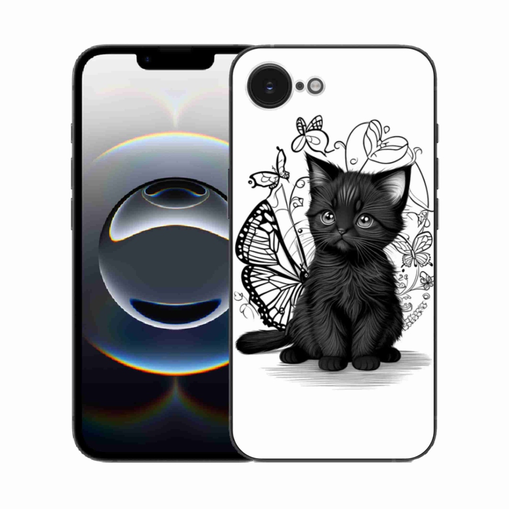 Gél borítás mmCase iPhone 16e készülékhez - fekete cica