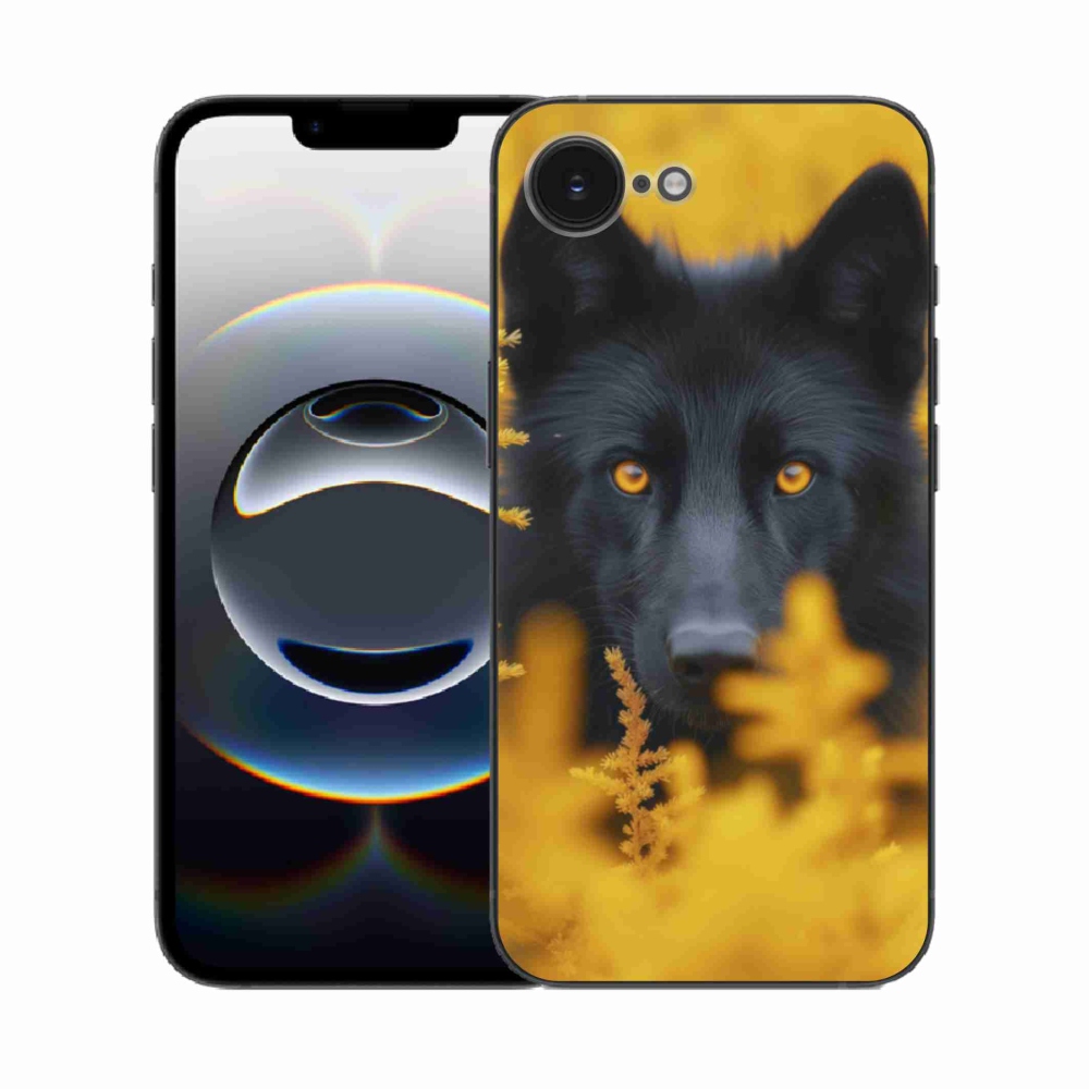 Zselés borítás mmCase iPhone 16e készülékhez - fekete farkas 2