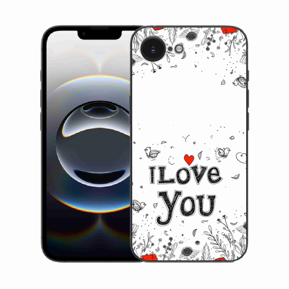 Gél borítás mmCase iPhone 16e készülékhez - I love you fehér háttérrel