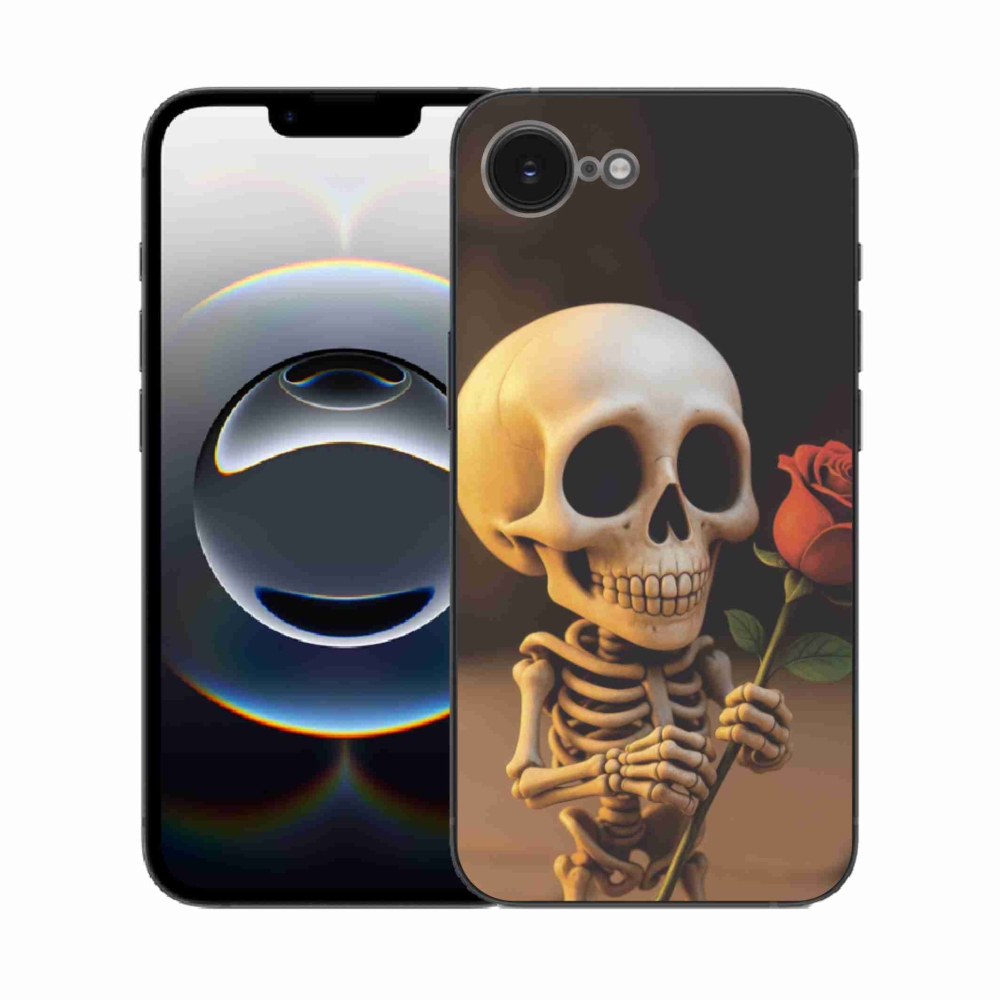 Gél borítás mmCase iPhone 16e készülékhez - csontváz rózsával