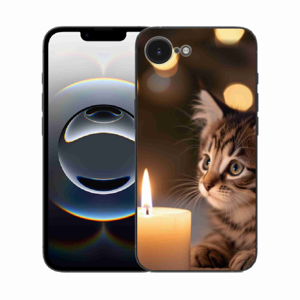 Zselés borítás mmCase iPhone 16e készülékhez - cica és gyertya