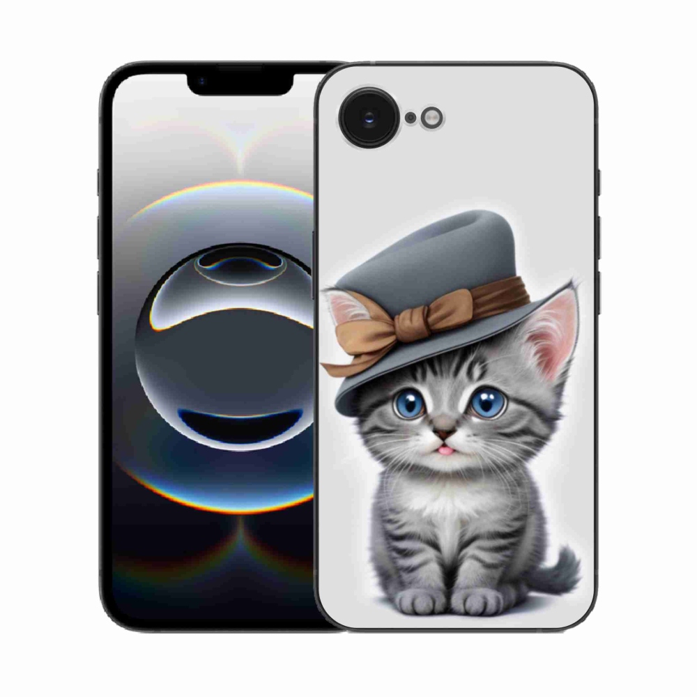 Zselés borítás mmCase iPhone 16e készülékhez - cica sapkával