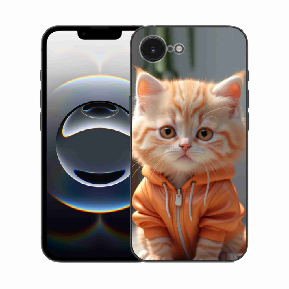 Gél borítás mmCase iPhone 16e készülékhez - cica kapucnis pulóverben