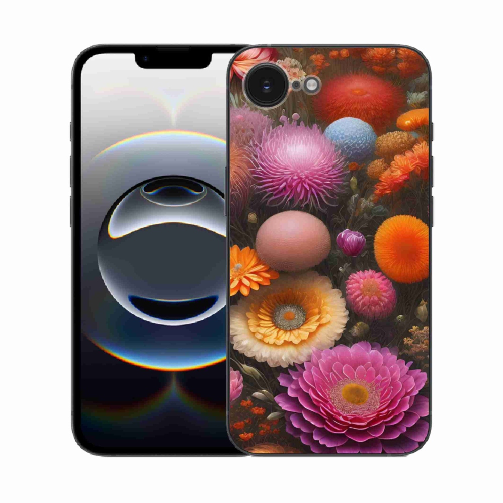Gél borítás mmCase iPhone 16e készülékhez - virágos kompozíció