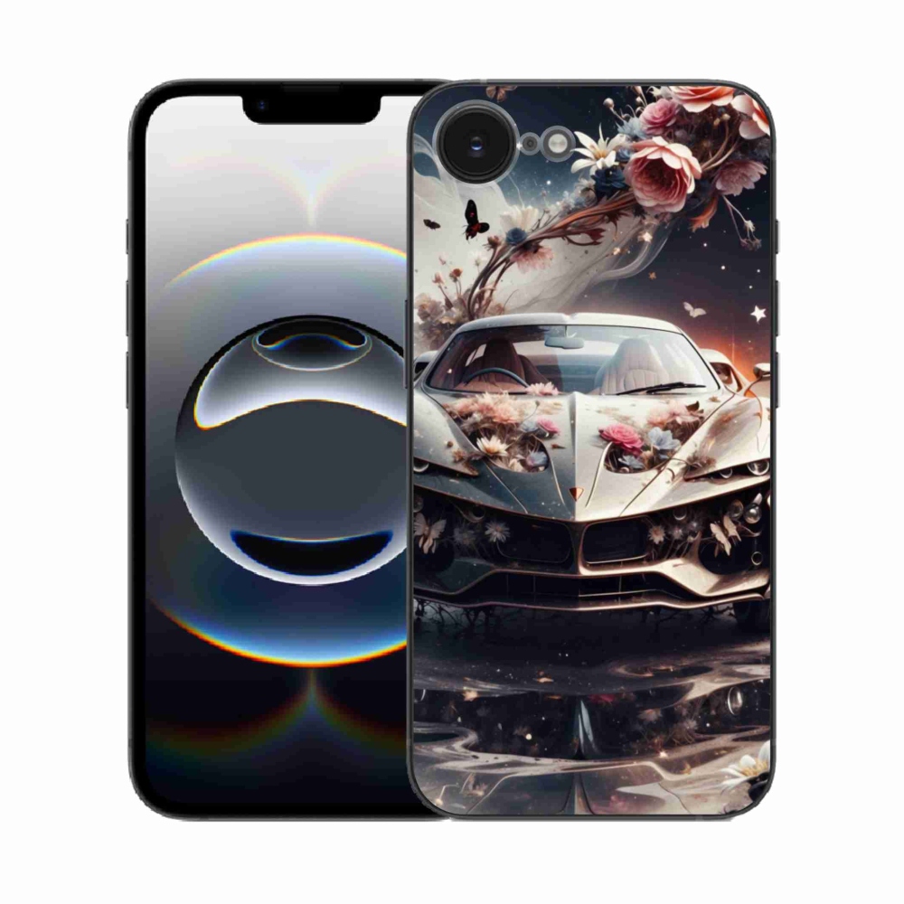 Gél borítás mmCase iPhone 16e készülékhez - virágos sportkocsi