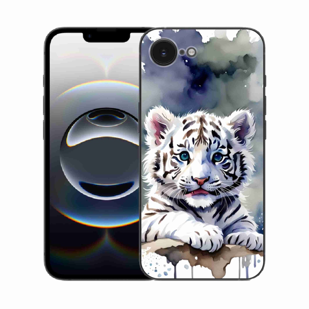 Gél borítás mmCase iPhone 16e készülékhez - fehér tigriskölyök