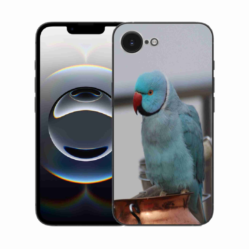 Zselés borítás mmCase iPhone 16e készülékhez - papagáj alexander kék