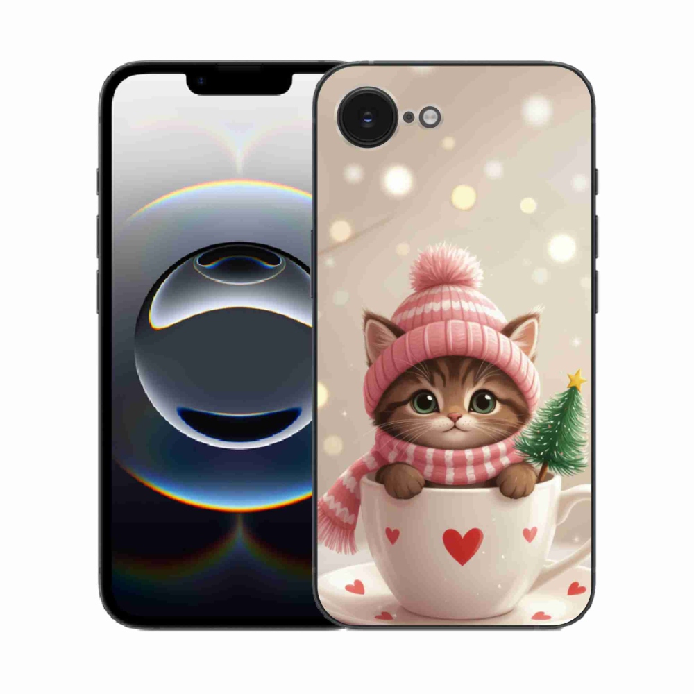 mmCase gél tok az iPhone 16e-hez – karácsonyi cica csészében