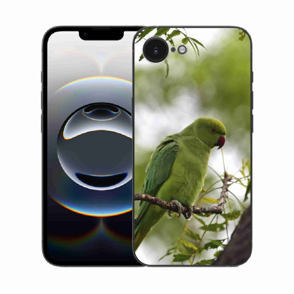 Zselés borítás mmCase iPhone 16e készülékhez - zöld papagáj