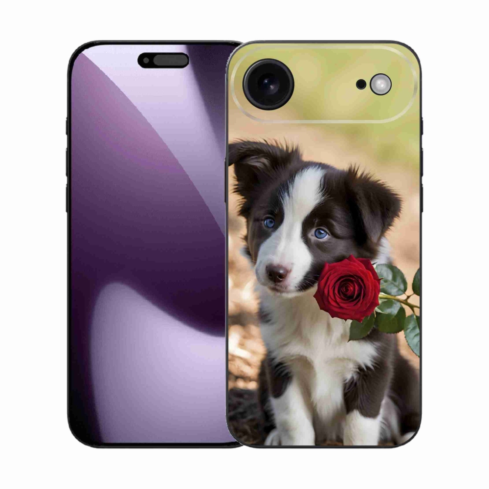 mmCase gél tok az iPhone 17 Air-hez – aranyos border collie rózsával