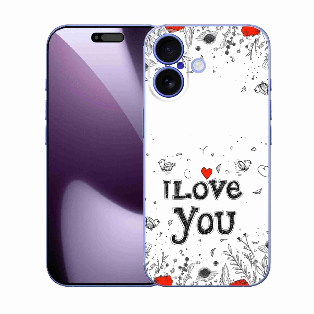 Gél borító mmCase iPhone 17 készülékhez - I love you fehér háttérrel