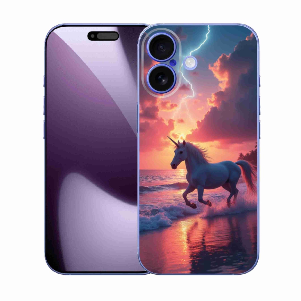 Zselés borítás mmCase iPhone 17 készülékhez - egyszarvú a tengerparton