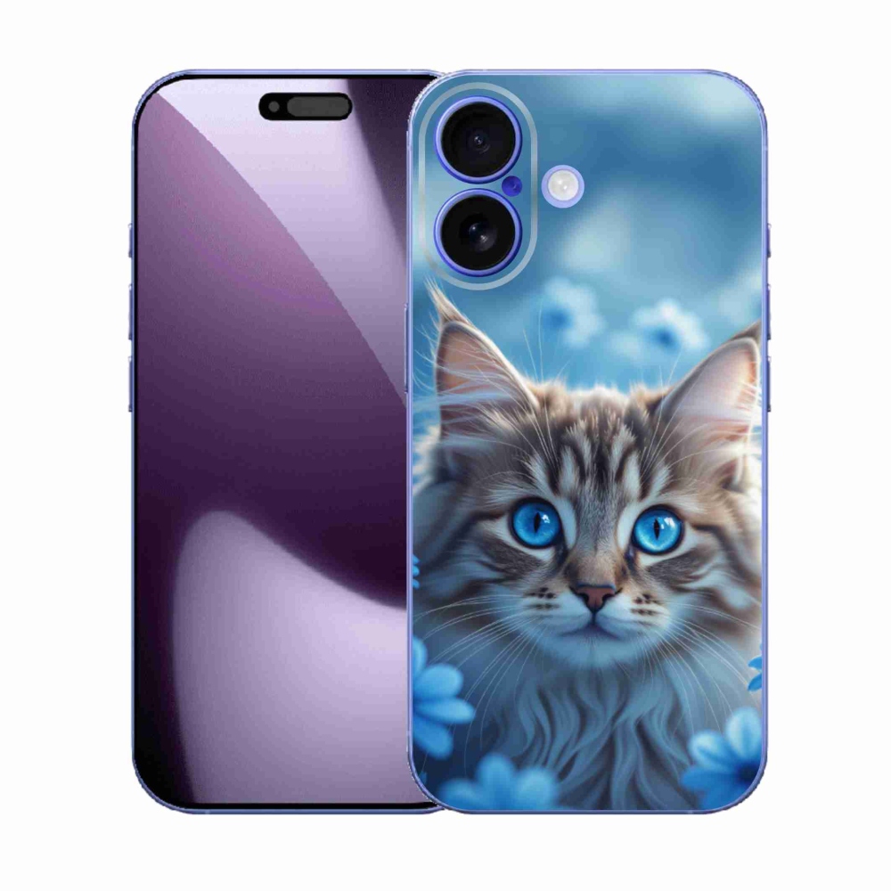 mmCase gél tok az iPhone 17-hez – kiscica kék virágok között