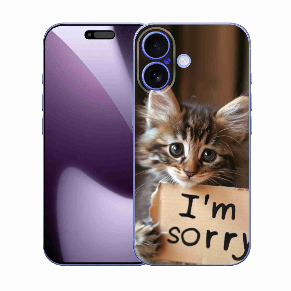 Zselés borítás mmCase iPhone 17 készülékhez - macska bocsánatkérése