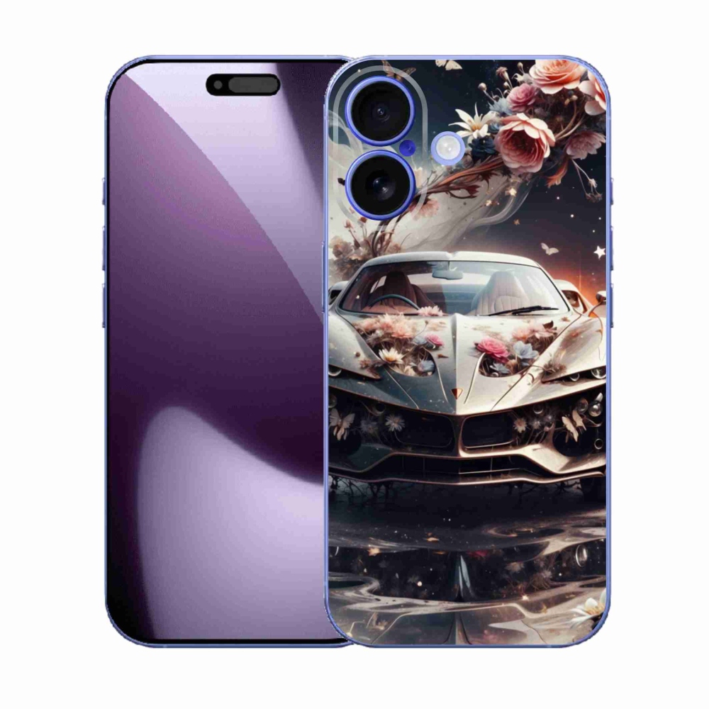 Gél borító mmCase iPhone 17 készülékhez - virágos sportkocsi