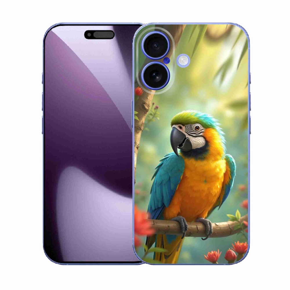 mmCase gél tok az iPhone 17-hez – kék-sárga ara papagáj