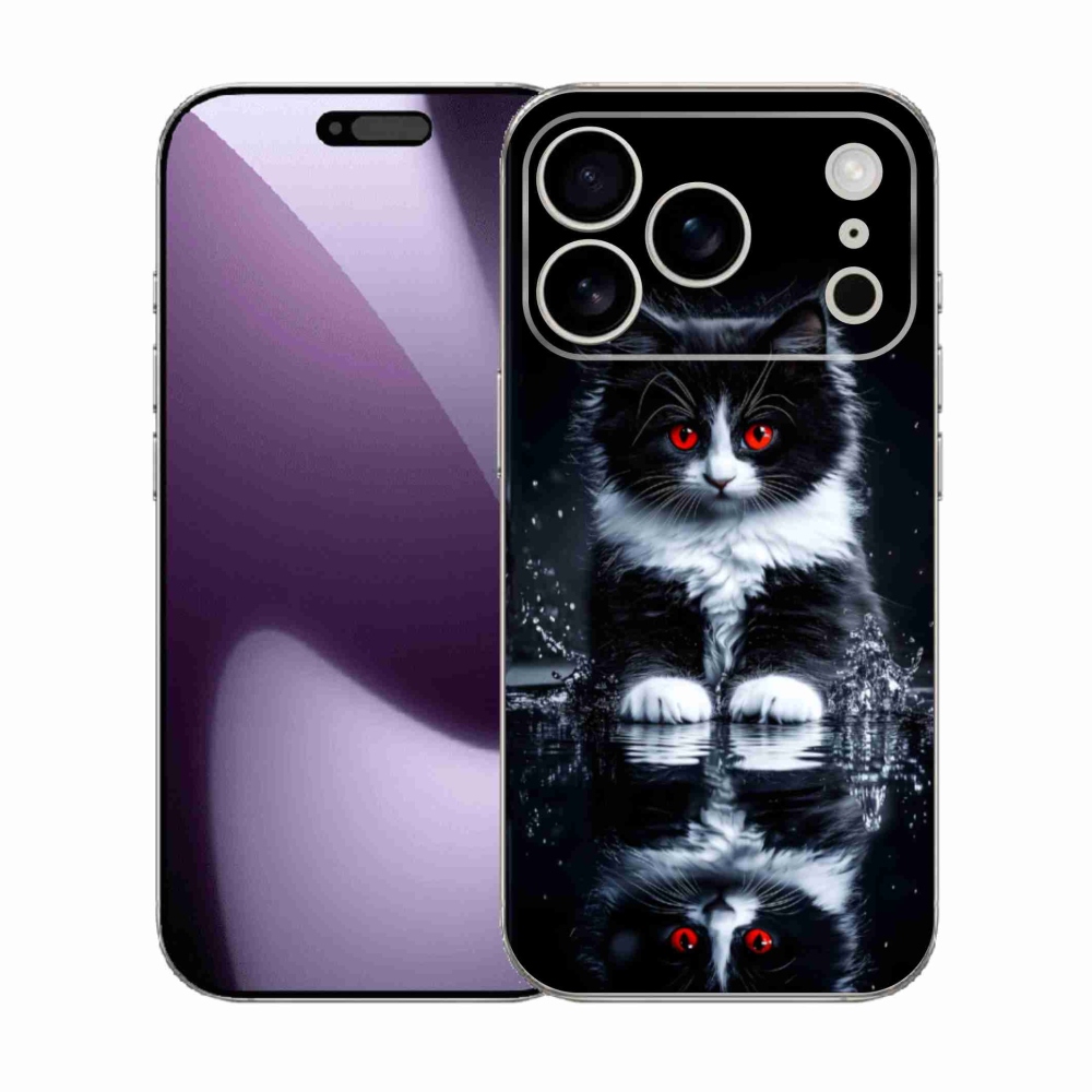 Zselés borítás mmCase iPhone 17 Pro készülékhez - fekete-fehér cica