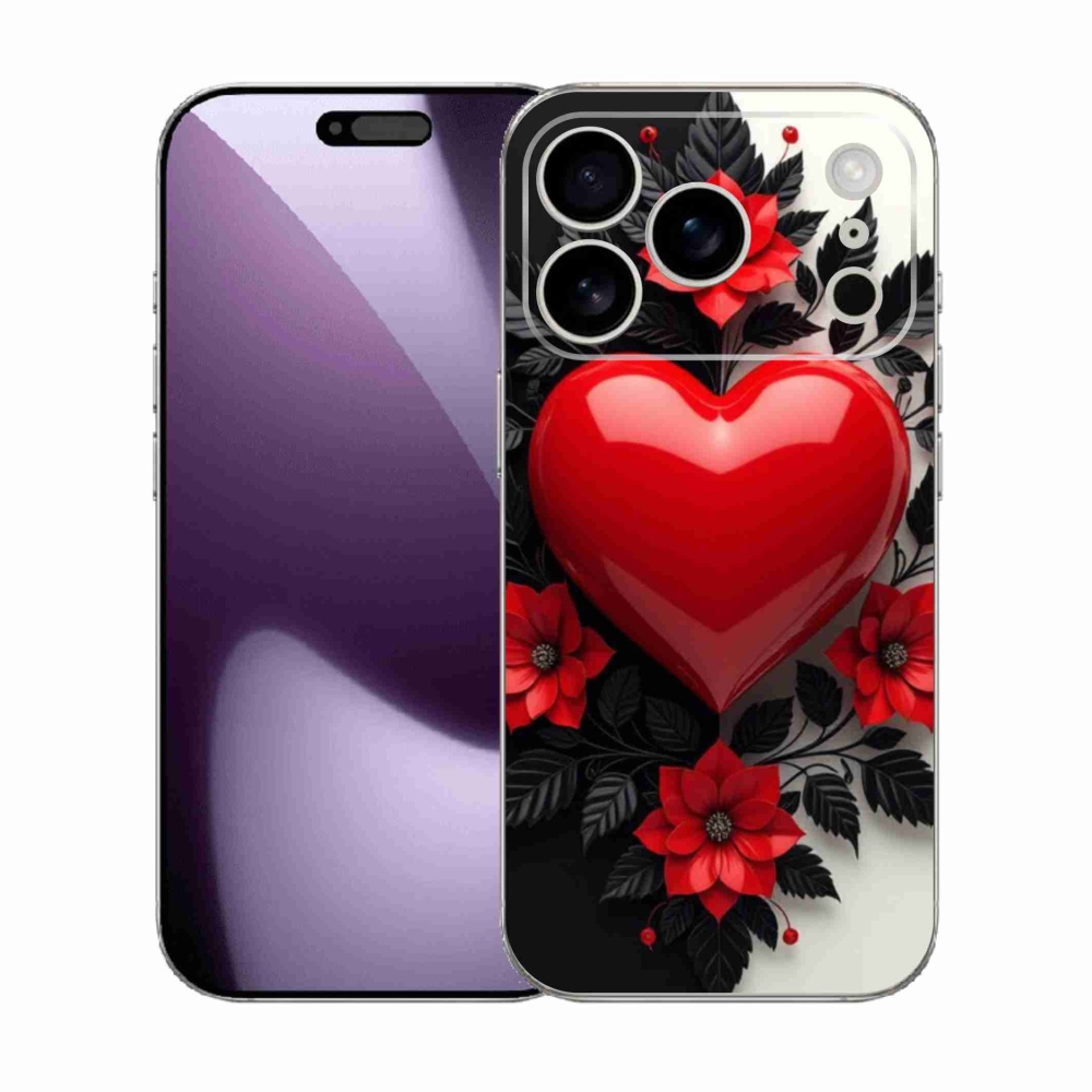 Zselés borítás mmCase iPhone 17 Pro készülékhez - piros szív