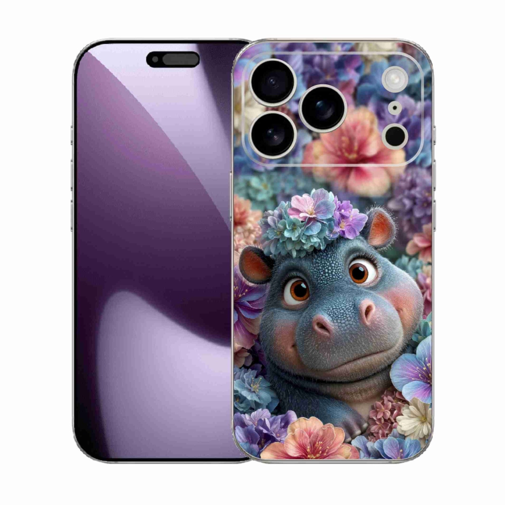 mmCase gél tok az iPhone 17 Pro-hoz – virágok között úszó víziló