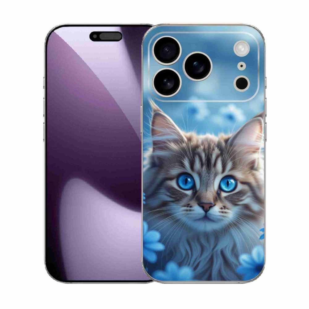 mmCase gél tok az iPhone 17 Pro-hoz – kiscica kék virágok között