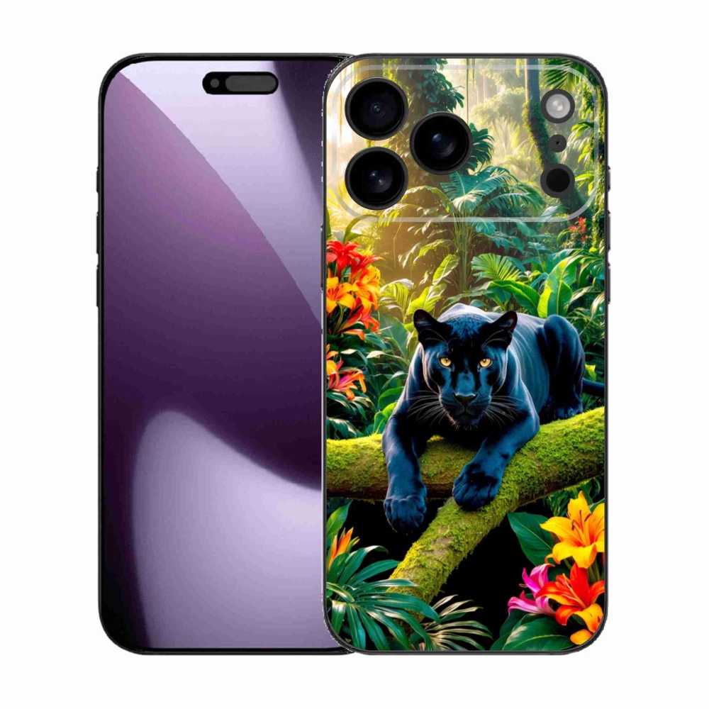 Zselés borítás mmCase iPhone 17 Pro Max készülékhez - fekete párduc a dzsungelben