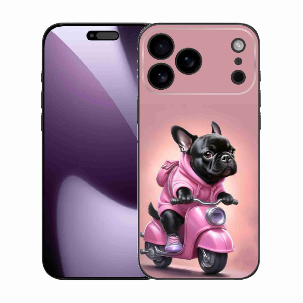 Gél borítás mmCase iPhone 17 Pro Max készülékhez - Francia bulldog egy robogón