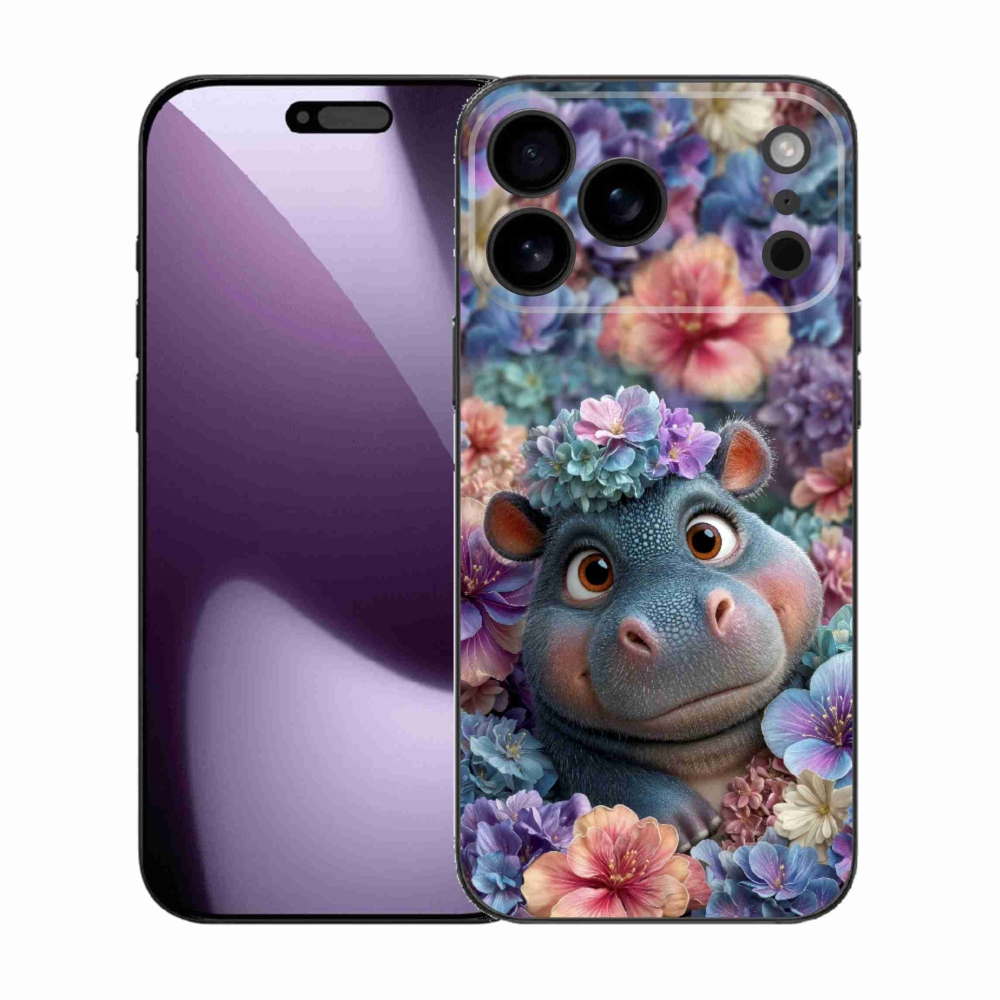 mmCase gél tok az iPhone 17 Pro Max-hoz – virágok között úszó víziló