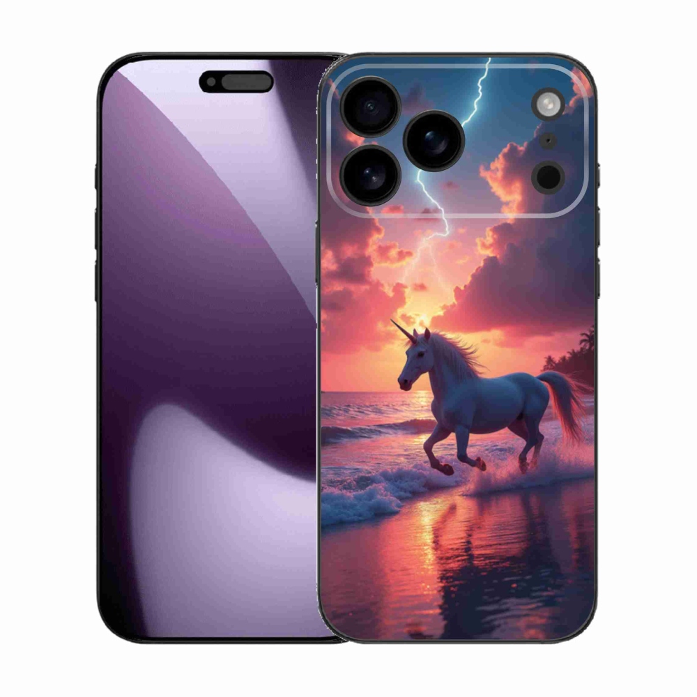 Zselés borítás mmCase iPhone 17 Pro Max készülékhez - egyszarvú a tengerparton