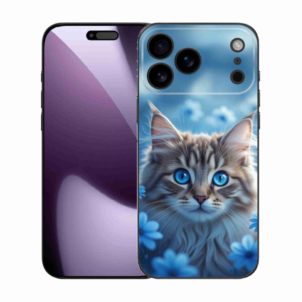 mmCase gél tok az iPhone 17 Pro Max-hoz – kiscica kék virágok között