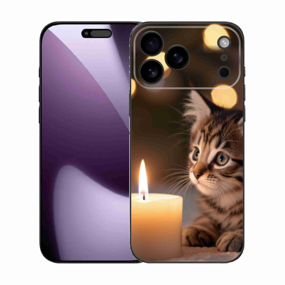Zselés borítás mmCase iPhone 17 Pro Max készülékhez - cica és gyertya