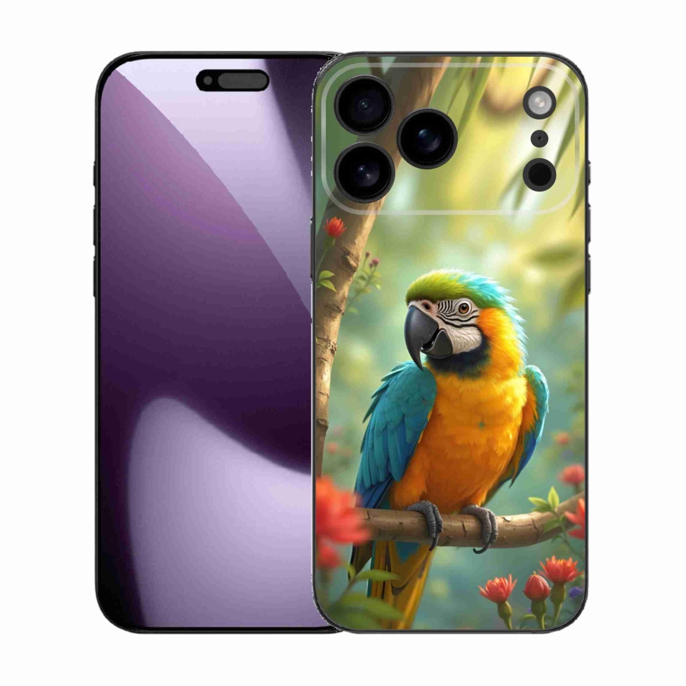 mmCase gél tok az iPhone 17 Pro Max-hoz – kék-sárga ara papagáj
